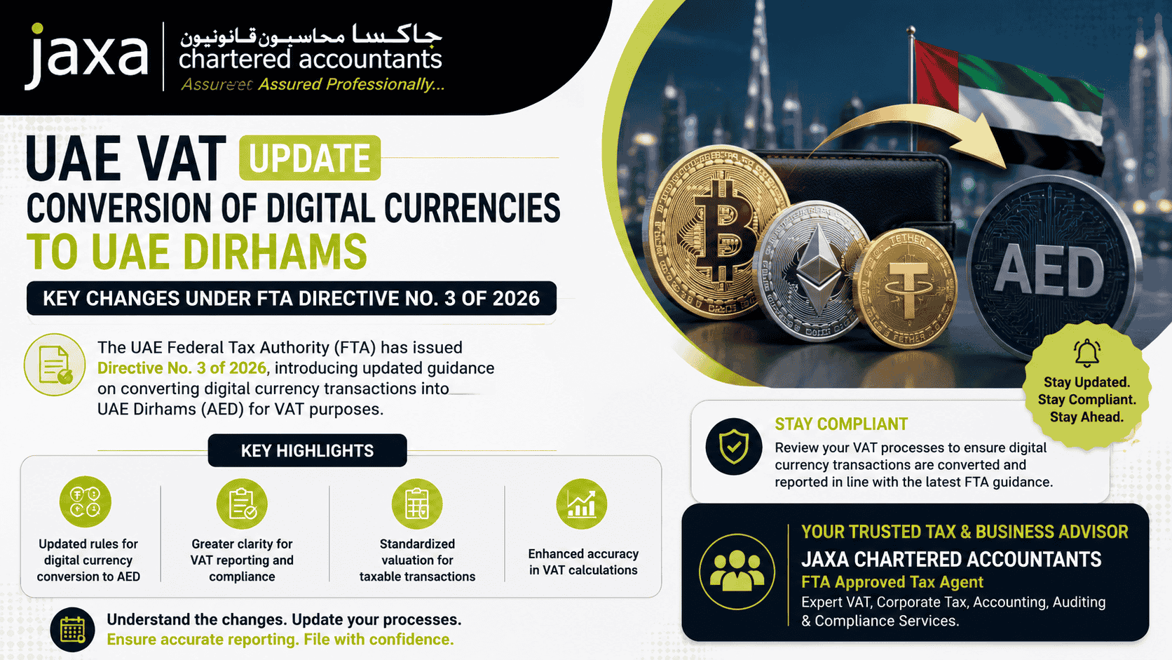 UAE VAT Updates: Conversion of Digital Currencies to UAE Dirhams-Key Changes Under FTA Directive No.3 of 2026