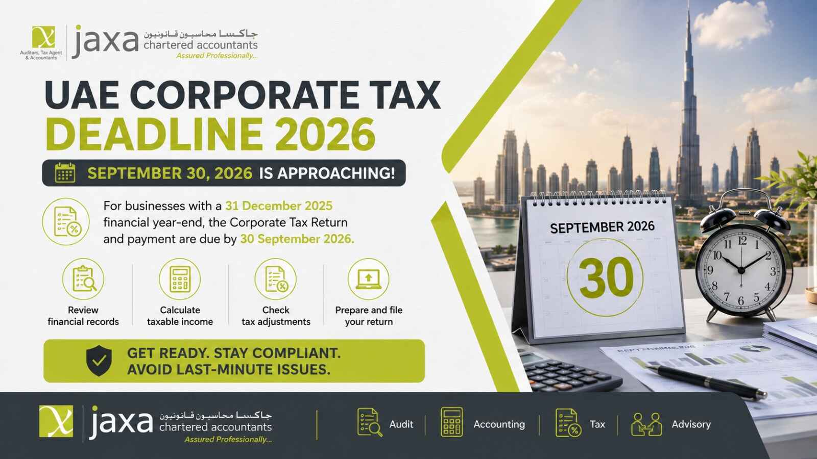 UAE Corporate Tax Deadline 2026: September 30, 2026 is approaching: Time to Get Ready for businesses