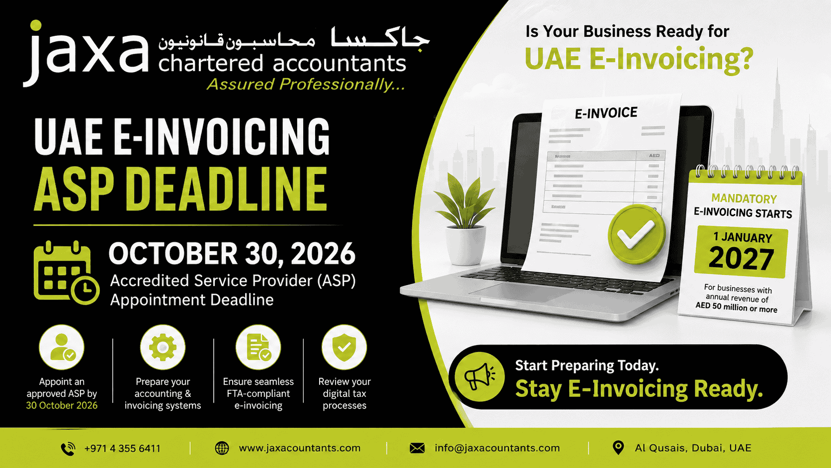 UAE E-Invoicing Accredited Service Provider (ASP) Deadline: October 30, 2026